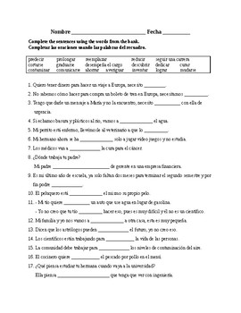 Realidades 3, Chapter 6. Vocabulary. Quiz / Activity # 2 by Ole AZUL