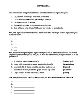 Preview of Realidades 3 Chapter 8 - Partner Speaking Activity "Info Gap"