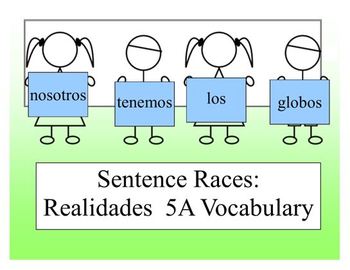 Preview of Realidades 5A Sentence Race Game (Spanish 1)