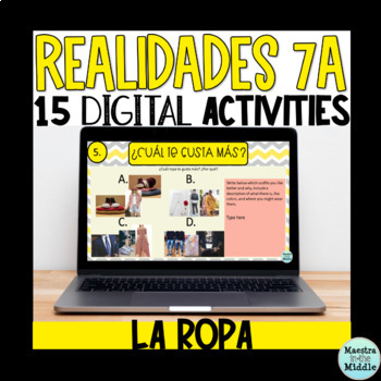 Preview of Realidades 7A Digital Activities | La Ropa Spanish Clothing and Shopping