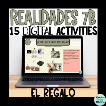 Preview of Realidades 7B Digital Activities | El Regalo Spanish Shopping Gifts and Stores