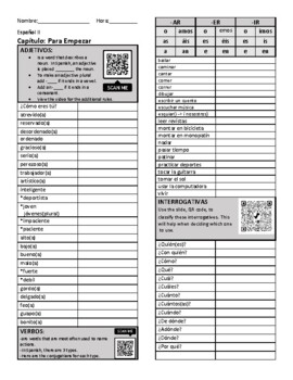 Preview of Realidades Autentico 2 Chapter Para Empezar Vocabulary Study Guide Notes