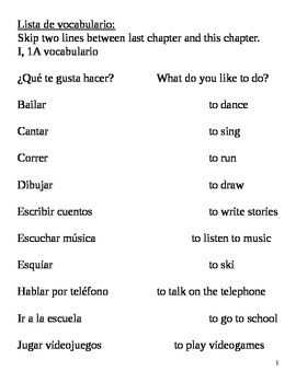Preview of Realidades I, 1A Vocabulary