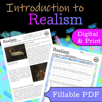 Preview of Realism - Art History Lesson - Sub Plan - Reading and Questions - Fillable PDF