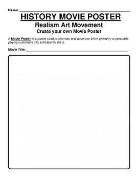Preview of Realism Art Movement "Movie Poster" WebQuest & Worksheet