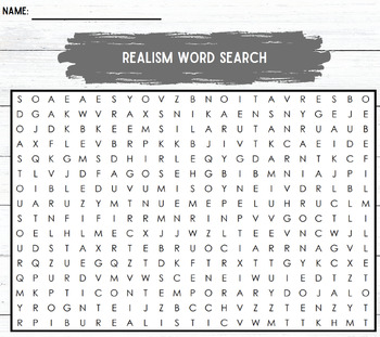 Preview of Realism Art Movement Word Search