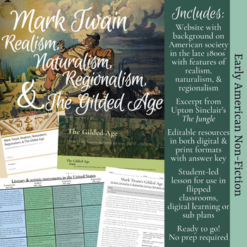 Preview of Realism, Naturalism, & Regionalism in Literature: Mark Twain & the Gilded Age