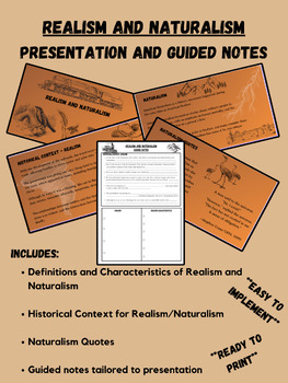 Preview of Realism and Naturalism in Literature - PowerPoint and Guided Notes