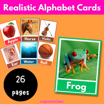Preview of Realistic Alphabet Cards Set For Preschool, Childcare and Daycare