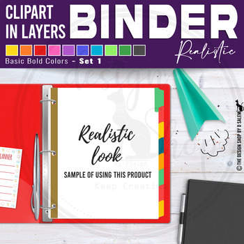 Realistic Binder Clipart in Layers Basic Bold Colors Set 1 | TPT