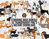Standing Png Dog Breeds Clipart Bundle, 52 Small/Medium/La