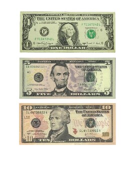 Money: Printable Dollar Bills - TeacherVision