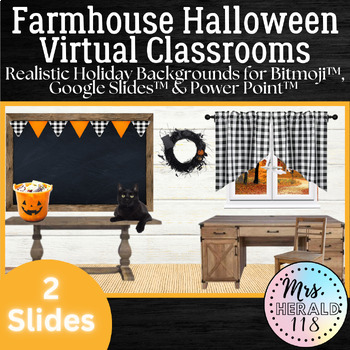 Preview of Realistic Farmhouse Halloween Virtual Classroom Backgrounds for Google Slides™