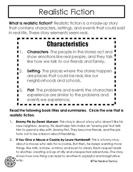 Realistic Fiction Anchor Chart with Critical Thinking Questions | TPT