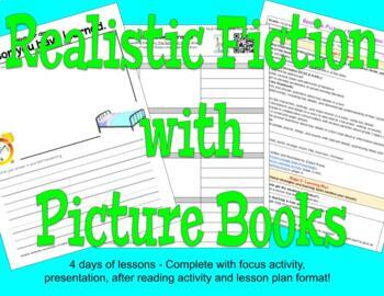 Preview of Realistic Fiction Characteristics (characters, setting, problem and theme!)