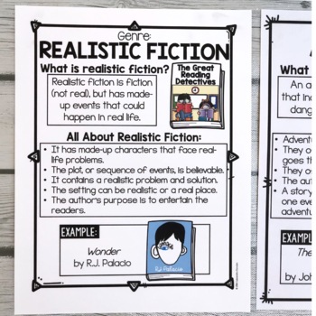 Realistic Fiction Genre Study: Poster, Graphic Organizers, Tab Books ...