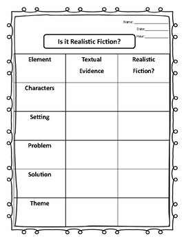 Realistic Fiction Graphic Organizer by Emily McKeon | TpT