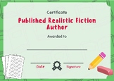 Realistic Fiction Published Author Certificate