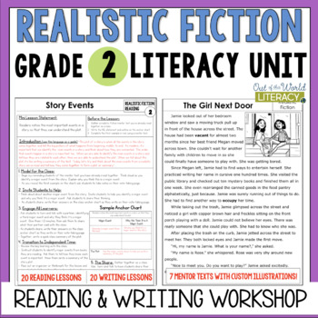 Preview of Realistic Fiction Reading & Writing Workshop Lessons & Mentor Texts - 2nd Grade