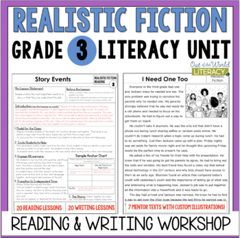 Preview of Realistic Fiction Reading & Writing Workshop Lessons & Mentor Texts - 3rd Grade