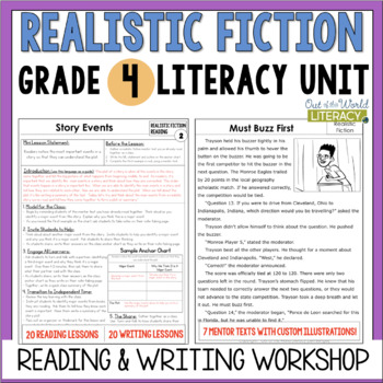 Preview of Realistic Fiction Reading & Writing Workshop Lessons & Mentor Texts - 4th Grade