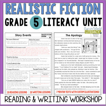 Preview of Realistic Fiction Reading & Writing Workshop Lessons & Mentor Texts - 5th Grade
