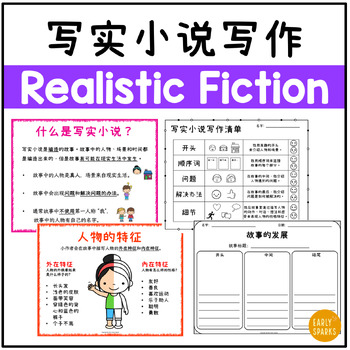 Preview of Realistic Fiction Writing Packet in Simplified Chinese 简体中文写实小说 写作材料合集