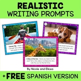 Realistic Fiction Writing Prompt Task Cards + FREE Spanish