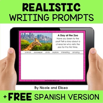 Preview of Digital Realistic Fiction Writing for Google Classroom + FREE Spanish