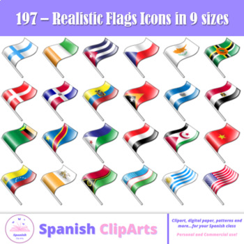 Realistic Flags Icons (Íconos de Banderas Realistas) by Spanish ClipArts