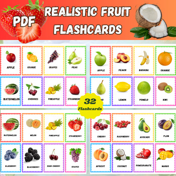 Preview of Realistic Fruit Flashcards - Fruit Flashcards