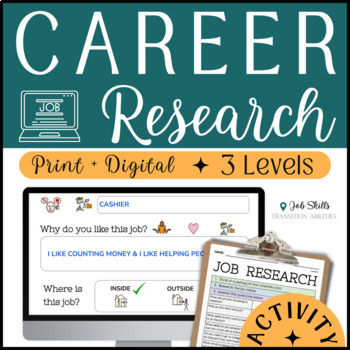 Preview of Realistic Jobs | Career Research Exploration Project | High School Activity