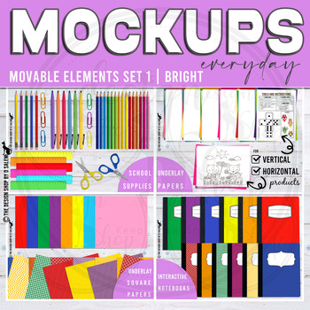 Preview of Mockup Scene Creator Movable Elements Bright Colors With FREE Templates | Set 1