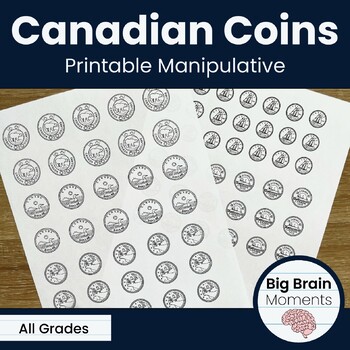Preview of Realistic Printable Canadian Coins - Black and White Outline and Color