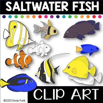 Realistic Saltwater and Freshwater FISH Clipart BUNDLE