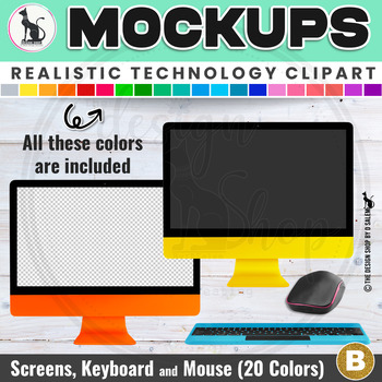 Preview of Realistic Technology Clipart Computer Keyboard and Mouse | Bright Bold Colors