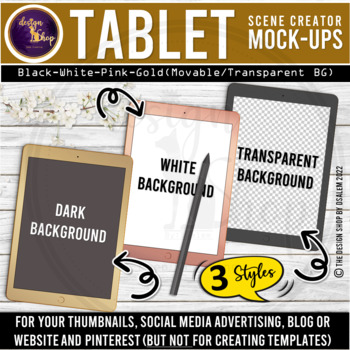 Preview of Realistic Technology Clipart Tablet With Pen Mockup Transparent Background Set 7