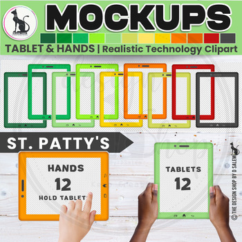 Preview of Realistic Technology Clipart Tablet and Hands Hold Tablet St Patricks Day Mockup