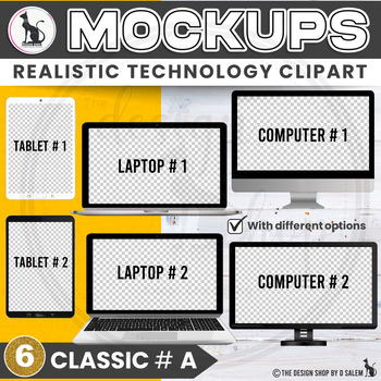 Preview of Realistic Technology Clipart Tablet iPad Computer and Laptop Set 6