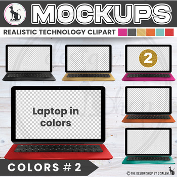 Preview of Realistic Technology Clipart for Seller Mockups Colorful Laptop Set 2