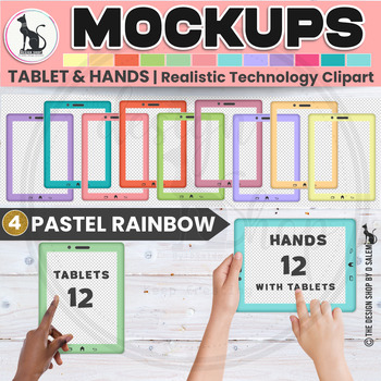 Preview of Realistic Technology Clip art Tablet and Hands Hold Tablet Pastel Colors | Set 4