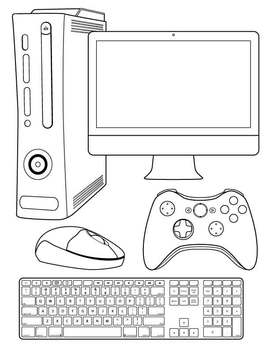 Realistic Technology Line Drawing Black and White Clip Art by Word to 