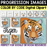 Realistic Tiger Color by Code Progression Digital Clip Art