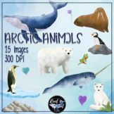 Realistic Watercolor Arctic Animals Clipart