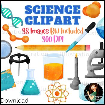 Realistic Watercolor Science Clipart by JB Illustration | TPT