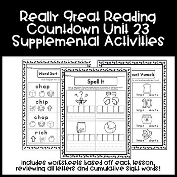 Preview of Really Great Reading Countdown Unit 23 Supplemental Activities, Worksheets