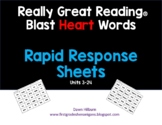 Really Great Reading®  Blast Heart Words Rapid Response Sheets