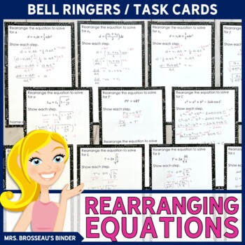 Preview of Rearranging Equations Bell Ringers | Math in Science