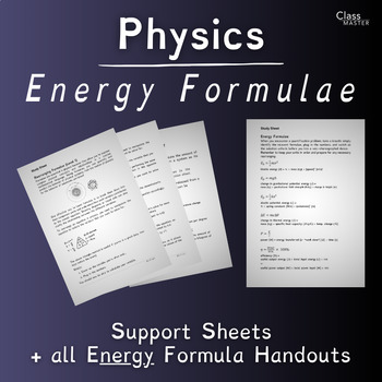 Preview of Rearranging Equations: Physics Energy Formulae (Support Sheets and Handouts)