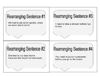 Preview of Rearranging Sentences Task Cards Game